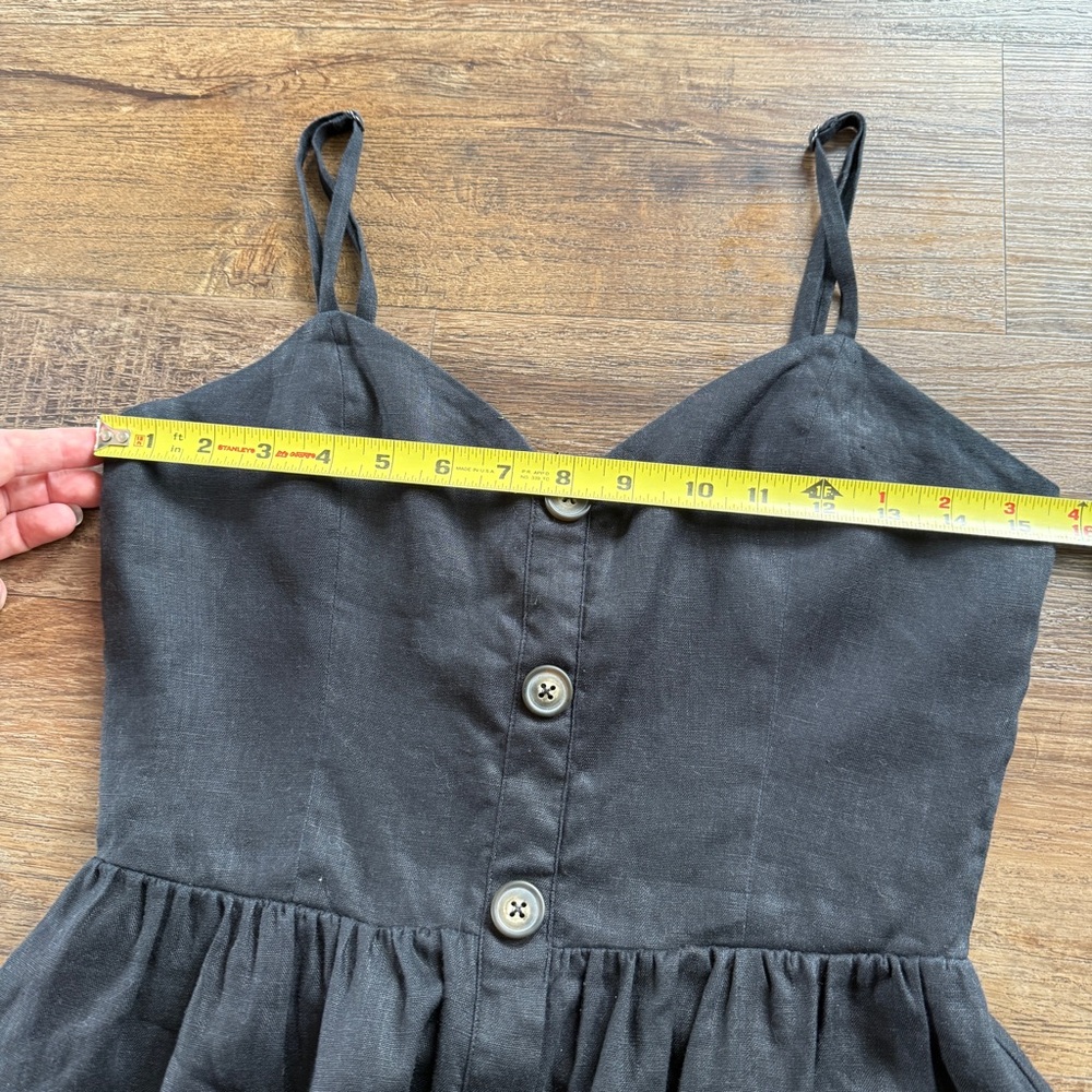 Reformation Finn chic Black linen classic minimalist Button-Down Dress 6 - Picture 6 of 11